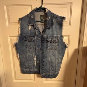 Wild Fable Distressed Sleeveless Jean Jacket